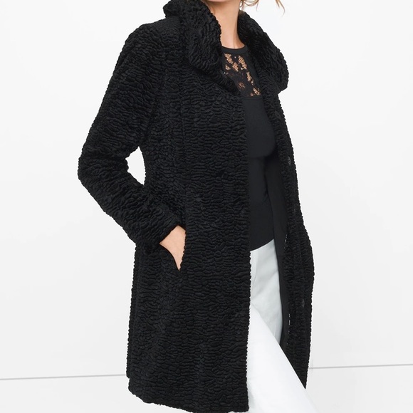 White House Black Market Jackets & Blazers - NEW White House Black Market black Persian faux fur coat